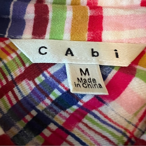 CAbi Button Down Colorful Plaid Blouse Top Long Sleeve SZ M - Picture 11 of 15